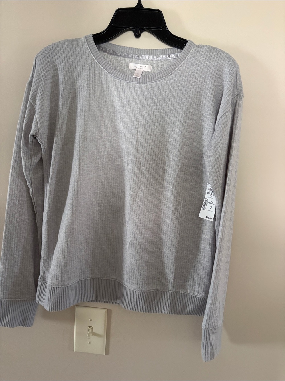 LC Lauren Conrad Light Gray Ribbed Lounge Pajama Set - Picture 2 of 6